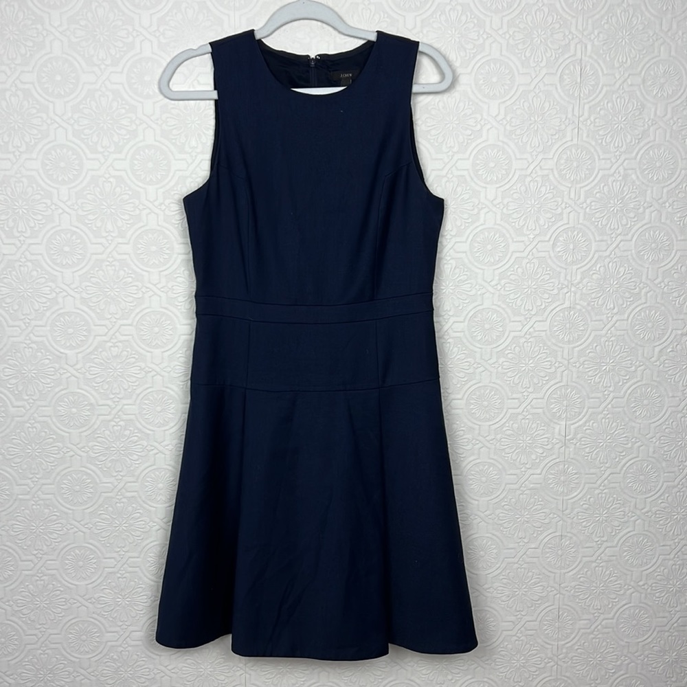 J Crew Wool Sleeveless Dress Navy Blue Holiday Christmas‎ Cocktail Casual